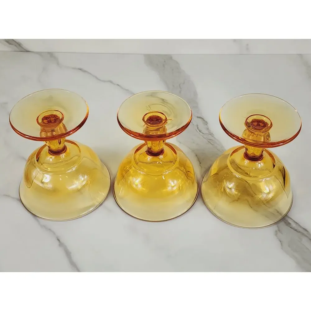Tiffin Franciscan Amber Glass Sherbet Dessert 4